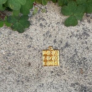 Vintage Gold Numbered Square Pendant